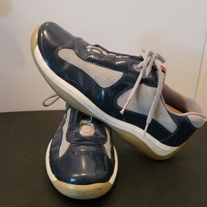 Prada America's cup sneakers Patent leather size 9 but run 10 , color blue